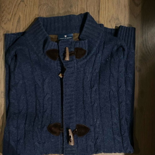 Navy & Green knitted men's cardigan size XXL like new