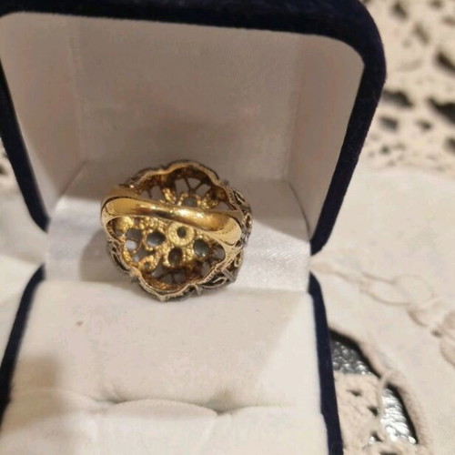 Tsagkarakis ring made of silver and gold with precious stones like new