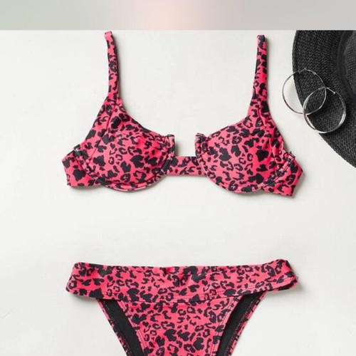 Bikini σαν καινούργιο, animal print, μέγεθος XS S, ροζ