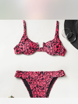 Bikini σαν καινούργιο, animal print, μέγεθος XS S, ροζ