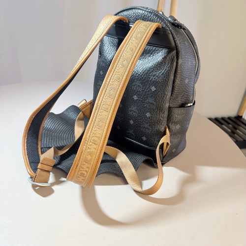 Mcm backpack used, medium size, black and brown