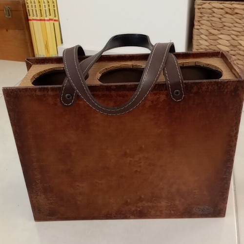 Wooden drinks holder for three bottles like new with book design