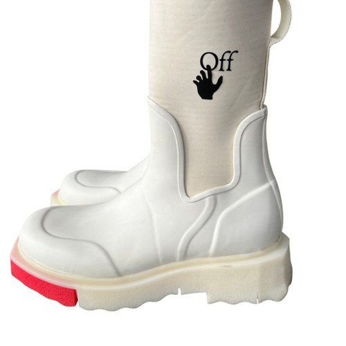 Off White logo rain boots used, size 39, white