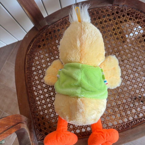 Large plush duck 35cm like new with green shirt
