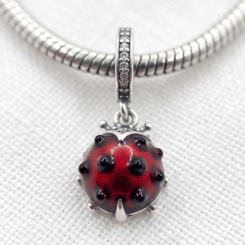 Pandora Ladybug Charm new, red and silver