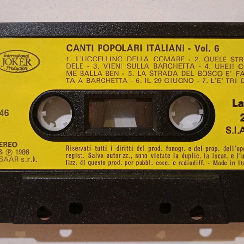 Κασέτα Canti Popolari Italiani - Gruppo Folk I Paesani μεταχειρισμένη