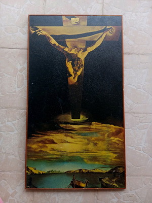 Μεγάλη ξύλινη εικόνα Ιησούς Χριστός στη σταύρωση μεταχειρισμένη 55x97