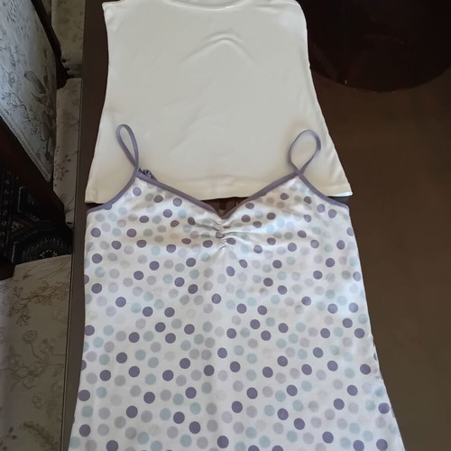 GAP polka dot cotton camisole with built-in bra and Salim Sever cream camisole