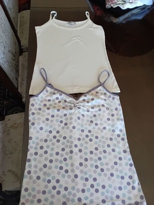 GAP polka dot cotton camisole with built-in bra and Salim Sever cream camisole