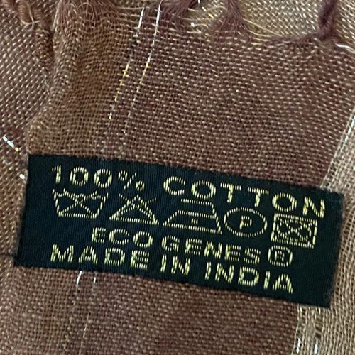 Scarf like new, brown shades with silver detail, 100% cotton