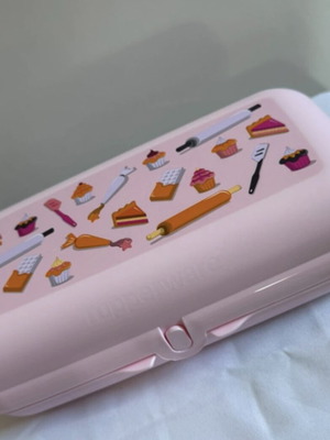 Tupperware Large Twin Container New with Pink Design