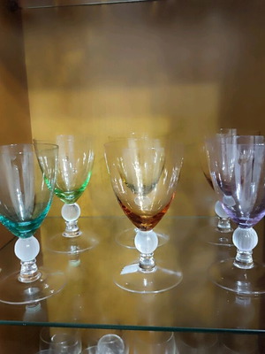Vintage crystal glasses set of 6 colored, new