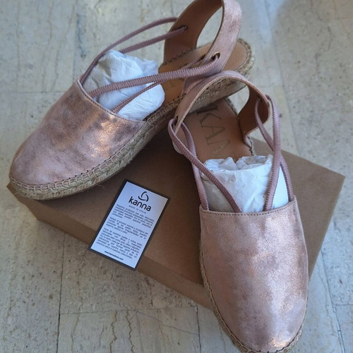 Kanna espadrilles new, leather, rose gold, size 39