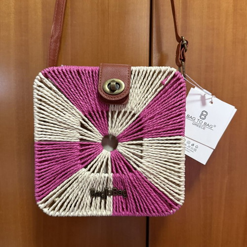 Bag to Bag Greece crossbody bag with pink and beige woven details