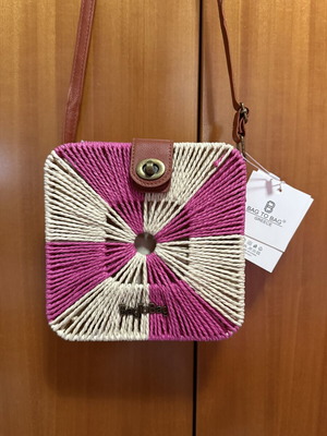 Bag to Bag Greece crossbody bag with pink and beige woven details