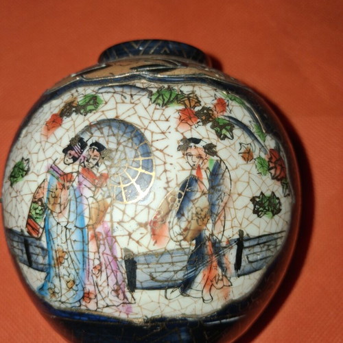 Satsuma vintage decorative vase handmade, used