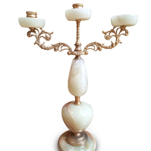 Alabaster candle holder set used 38×28 cm
