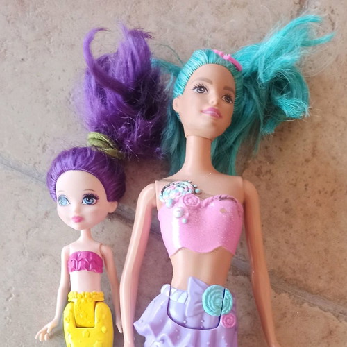 Barbie mermaid large and small set collectible used