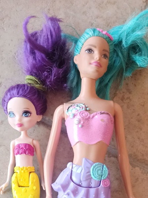 Barbie mermaid large and small set collectible used