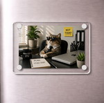 Ακρυλικό Μαγνητάκι ψυγείου Productivity 0 Cat Office Meme καινούργιο