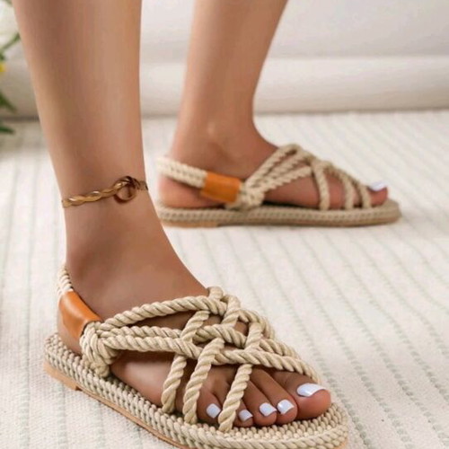 Woven sandals and platforms like new, size 40, beige and brown