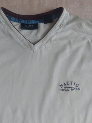 Hugo Boss Nautic V-Neck T-Shirt Off-White New, Size L