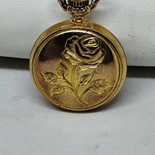 Rotary Vintage Pocket Watch New Old Stock Gold Rose Design