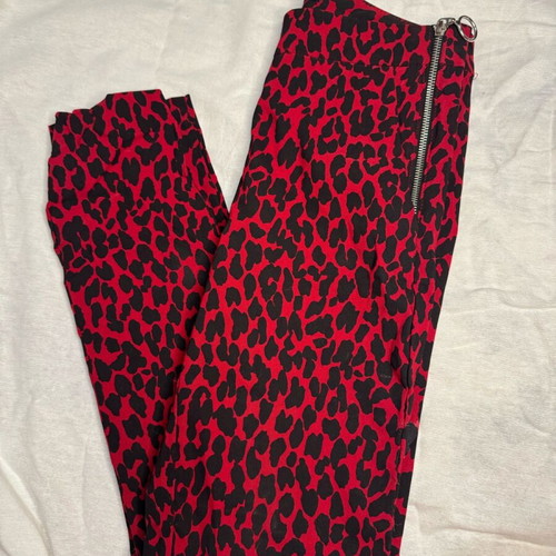 Zara red animal print fitted pants like new, size XS
