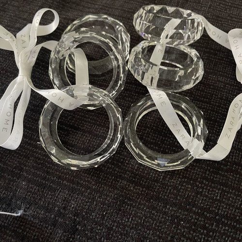 Zara Home set of 6 crystal napkin rings