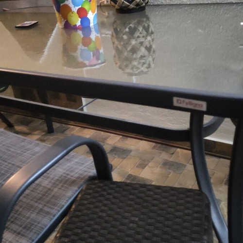 Balcony table with glass surface like new