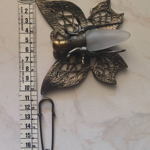 Vintage French Butterfly Perfume Bottle brooch pendant used