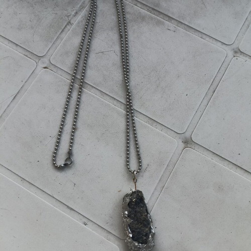 Industrial pendant with natural pyrite, handmade, new