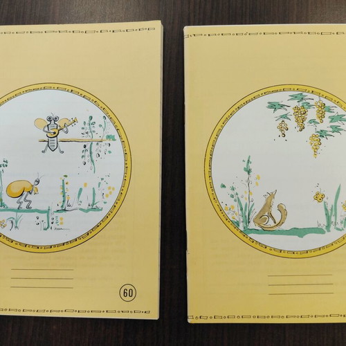 EGL Notebooks like new, 2x60 pages, 1960s-70s, Aesop's Fables covers