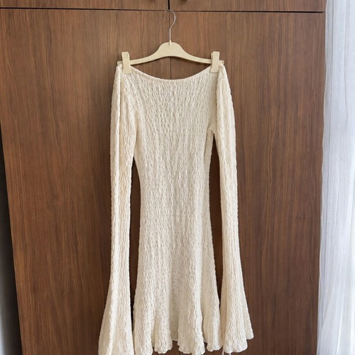 Bershka mini dress with open back, like new, beige