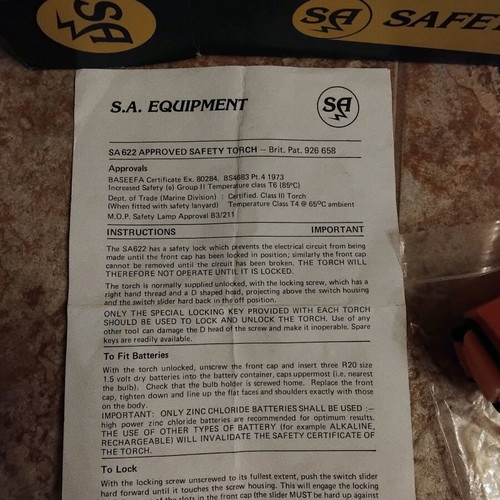 SA Equipment SA 622 handheld torch new, rare vintage