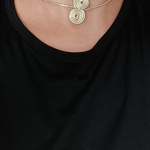 Open gold choker necklace, new, handmade, versatile