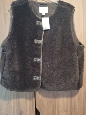 H&M Sleeveless Fur Vest New Brown Size Large