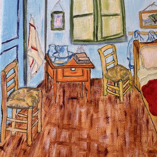 Handmade Canvas Copy of Van Gogh's Bedroom Acrylic Paint
