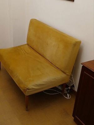 Two-seater sofa used, classic design, small size