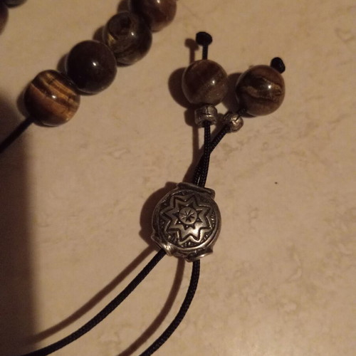 Handmade Komboloi with Tiger Eye and Silver, New