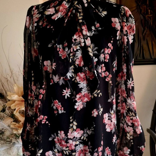 Ovs blouse like new, black with multicolor flowers, XXL