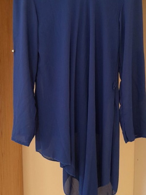 Blue electric asymmetrical blouse, size M