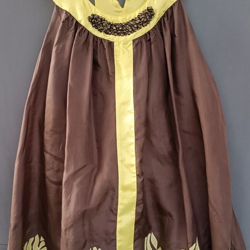 Signature Next silk blouse like new, brown and yellow, size XL