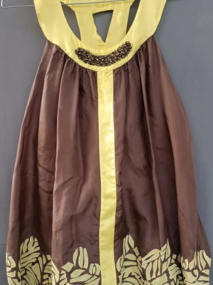 Signature Next silk blouse like new, brown and yellow, size XL