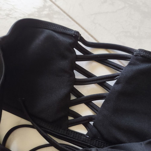 Zaful Bikini swimsuit new, strapless black, versatile ties