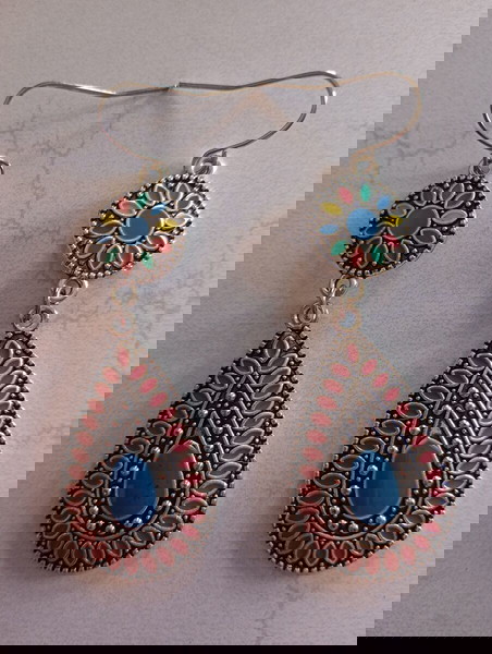 Μακριά πολύχρωμα boho ethnic σκουλαρίκια