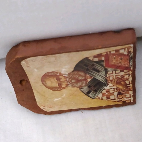 Religious icon Saint Athanasios made of tile like new