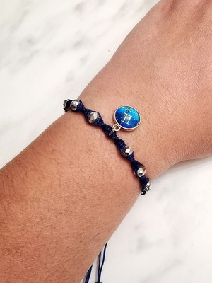 Women's Blue Bracelet with Gemini Zodiac New