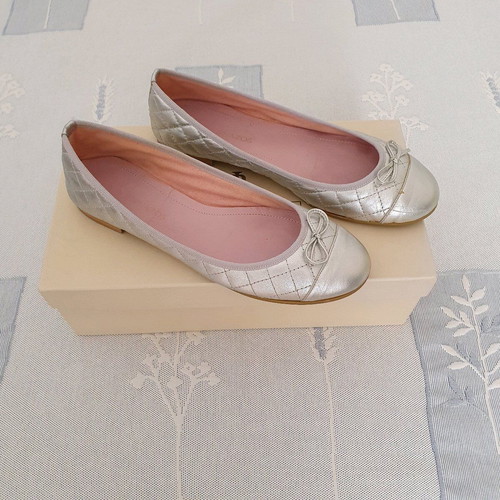 Bournazos ballet flats used, leather, silver, size 38 1/2