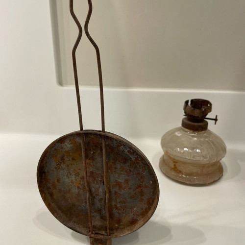 Pitsos oil lamp used, antique
